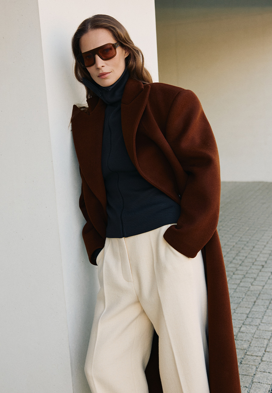 Darcy fitted wool and cashmere coat in rust / 6