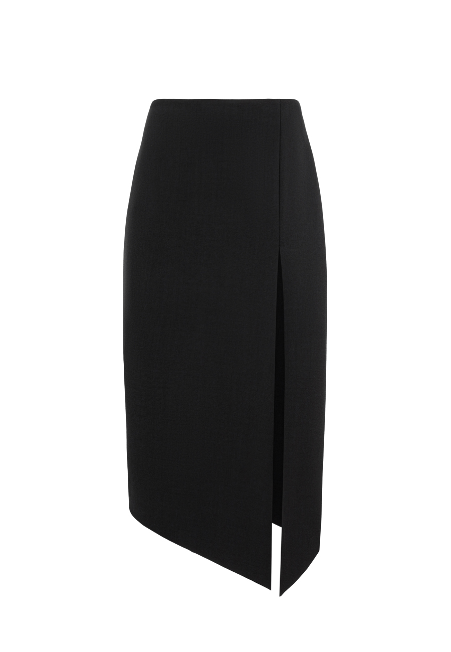 Tulip midi slit skirt in black / 4