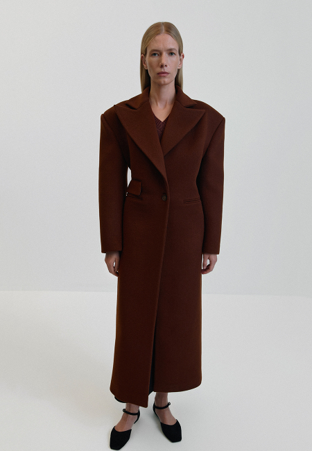 Darcy fitted wool and cashmere coat in rust / 1