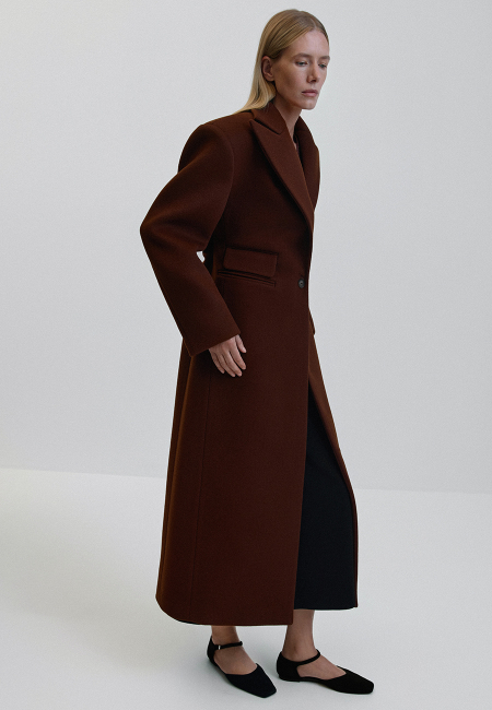 Darcy fitted wool and cashmere coat in rust / 3
