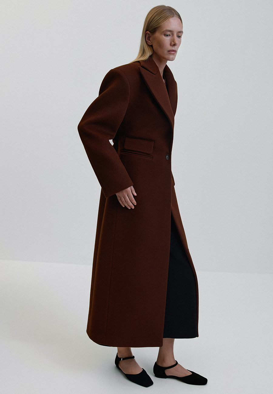 Darcy fitted wool and cashmere coat in rust / 3