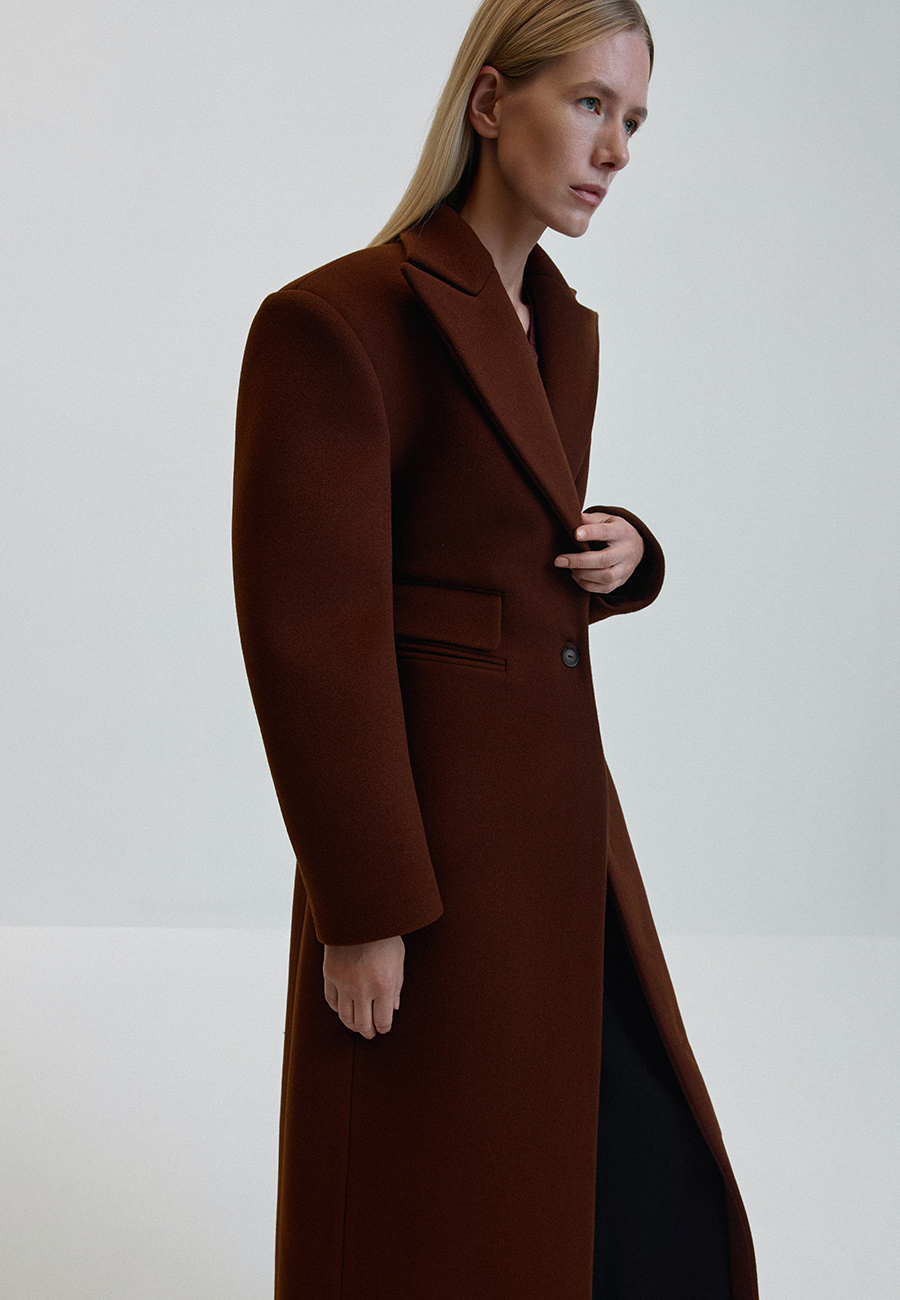 Darcy fitted wool and cashmere coat in rust / 4