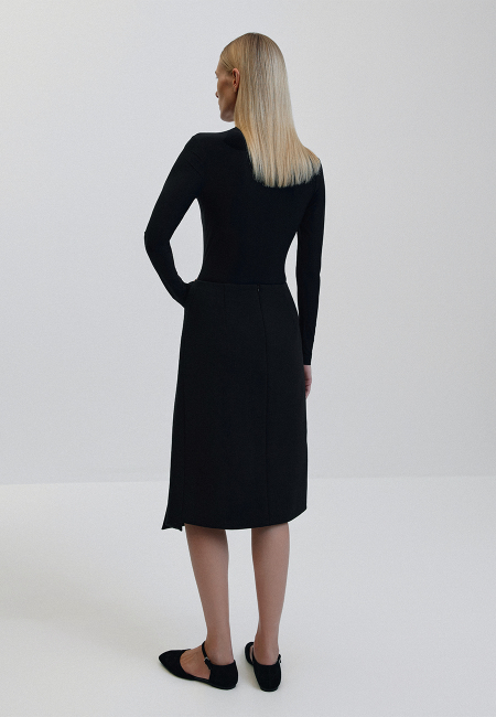 Tulip midi slit skirt in black / 3
