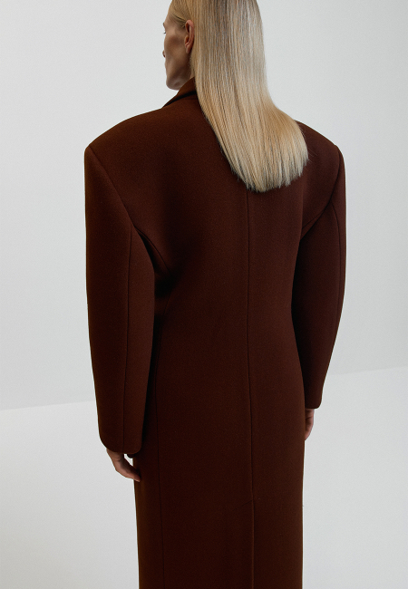 Darcy fitted wool and cashmere coat in rust / 5