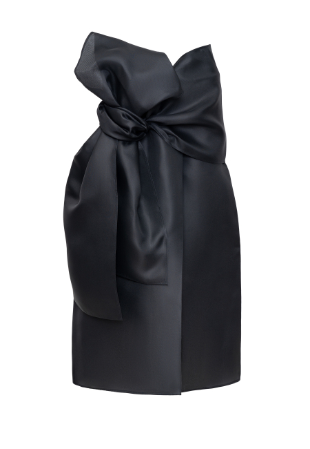 Silk midi skirt with shawl in black / 7