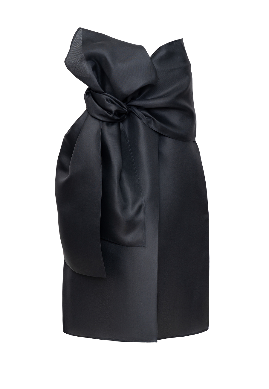Silk midi skirt with shawl in black / 7