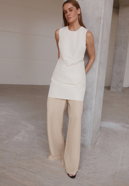 Nora silk mini dress in milky white / 5