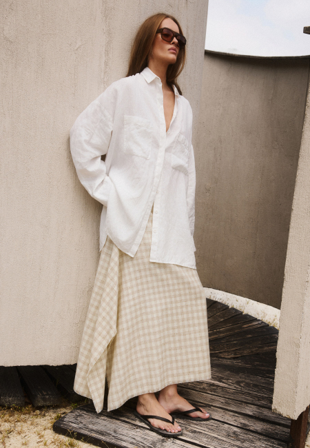 Checked midi skirt in buttery yellow  / 5