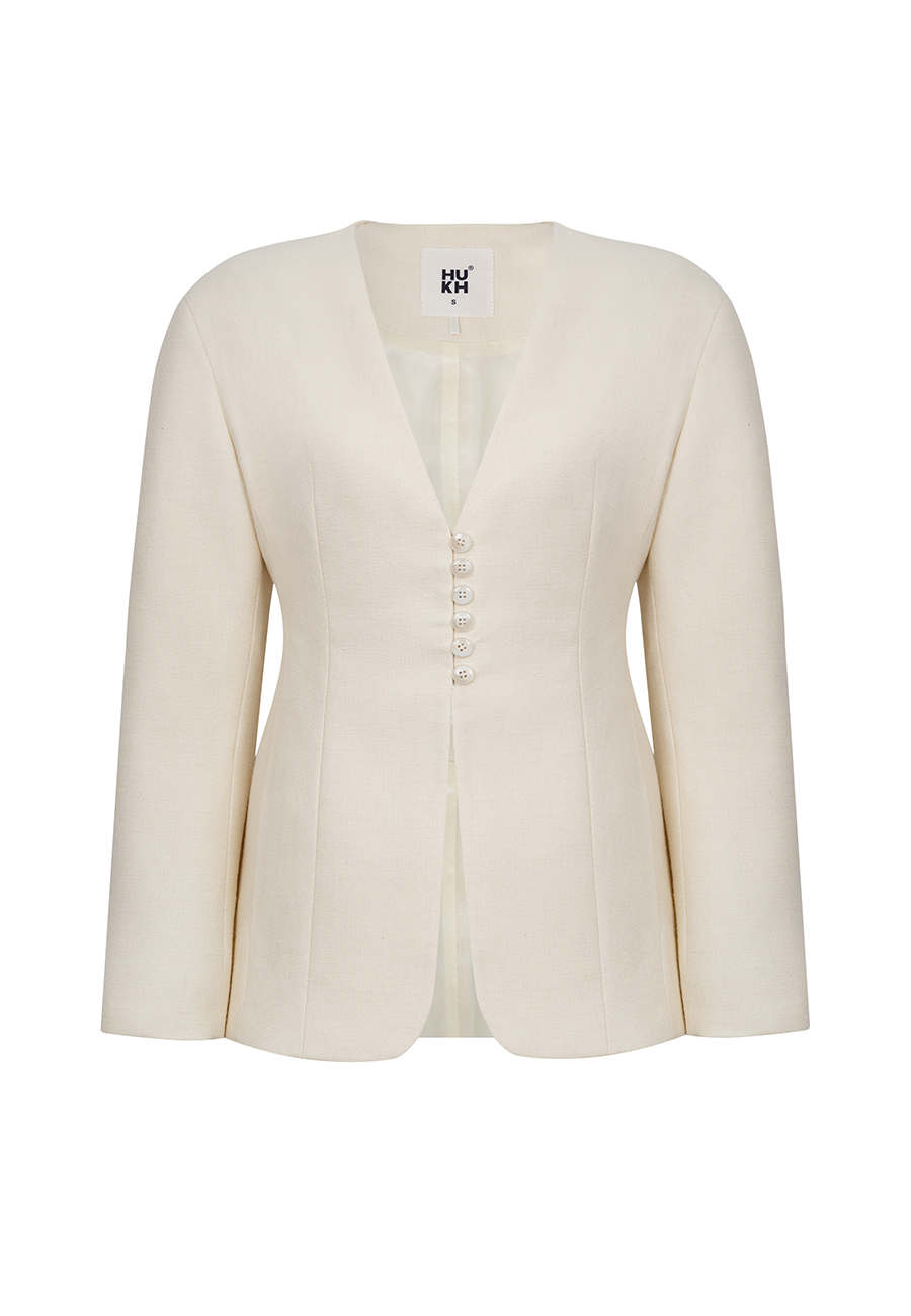 Deva fitted blazer in milky white / 7