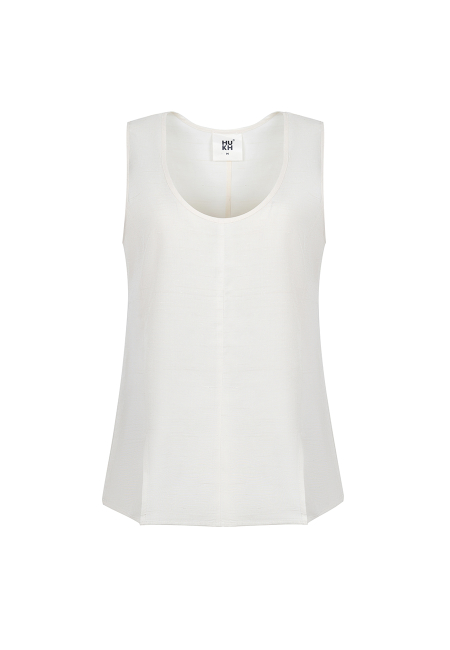 Textured viscose top in ivory / 5
