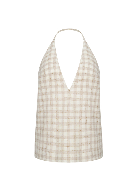 Checked open back top in buttery yellow  / 4