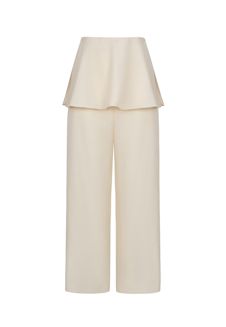 Ewan wool palazzo pants with peplum in milky white / 5