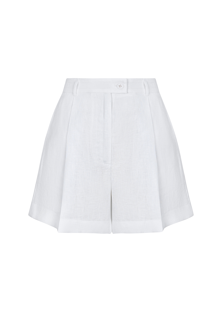 Leon linen shorts in white / 4