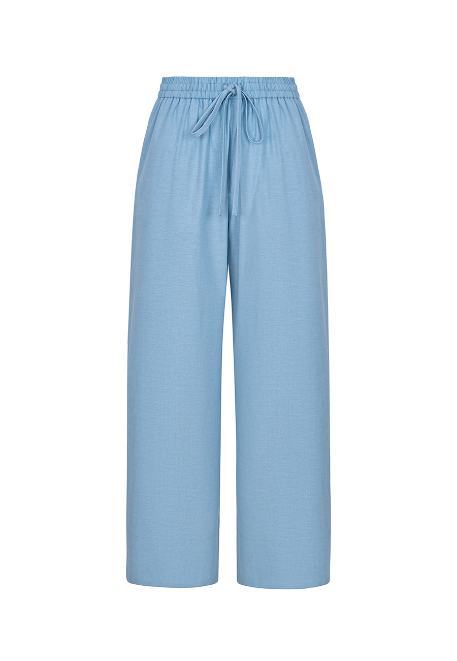Cropped denim pants in sky blue / 4