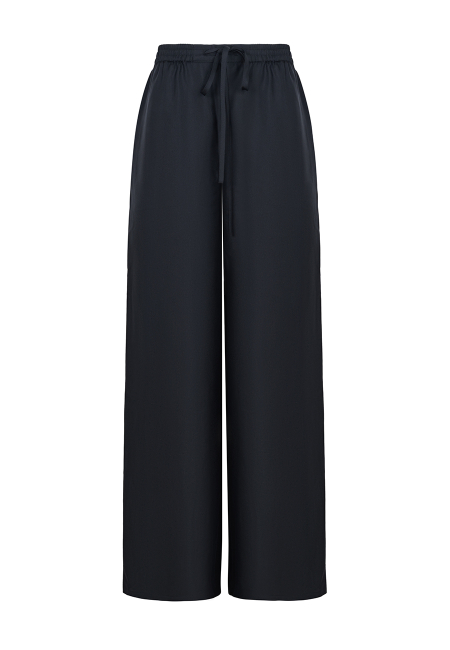 Silk wide-leg pants in black / 5