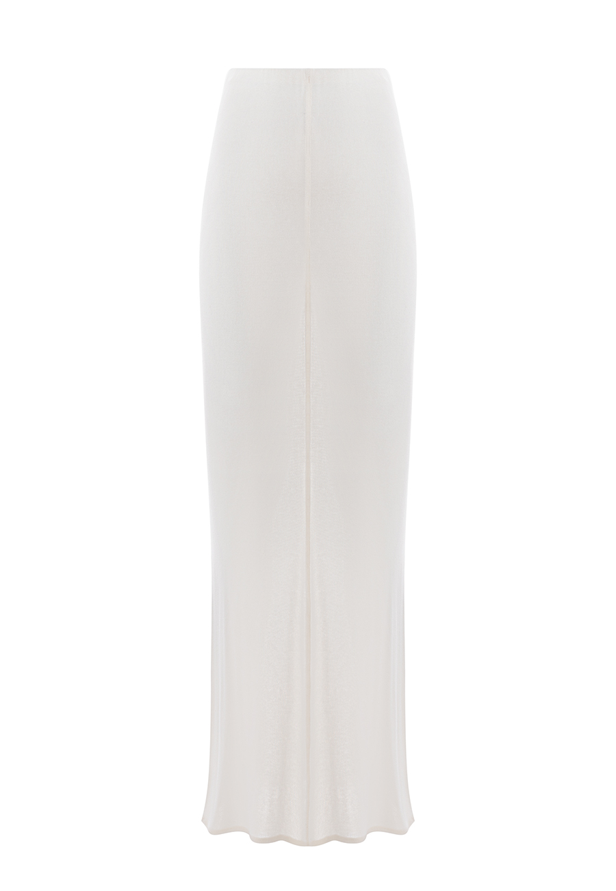 Knitted godet skirt in cream / 4