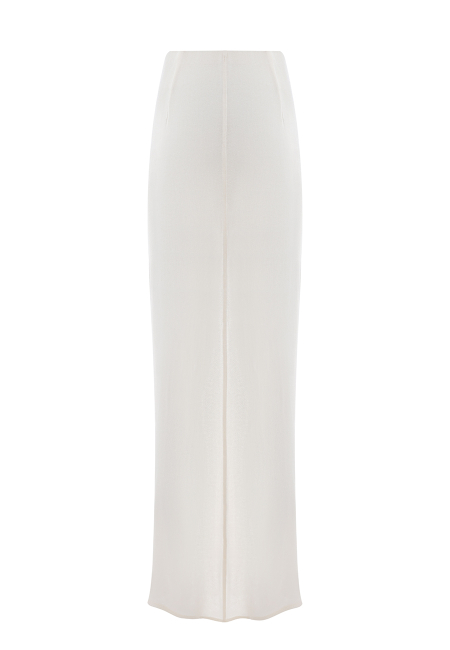 Knitted godet skirt in cream / 5