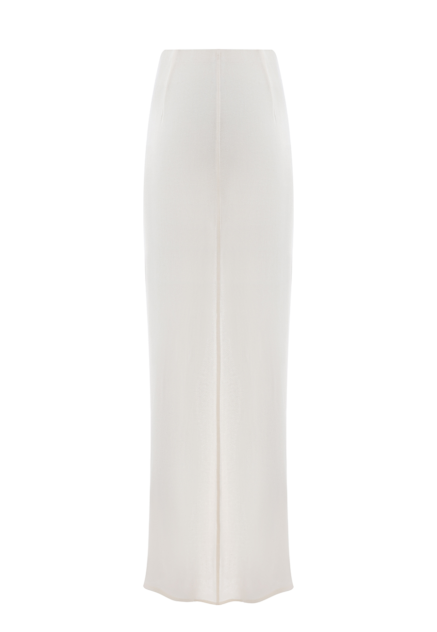 Knitted godet skirt in cream / 5