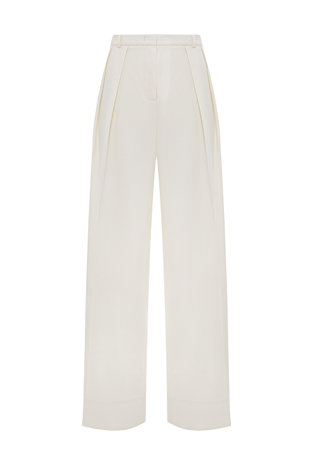 Adrien wool palazzo pants in cream  / 3