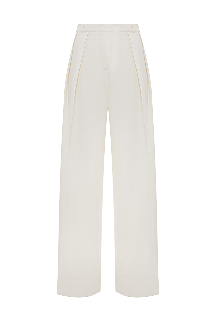 Adrien wool palazzo pants in cream  / 3