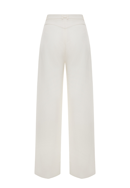 Adrien wool palazzo pants in cream  / 4