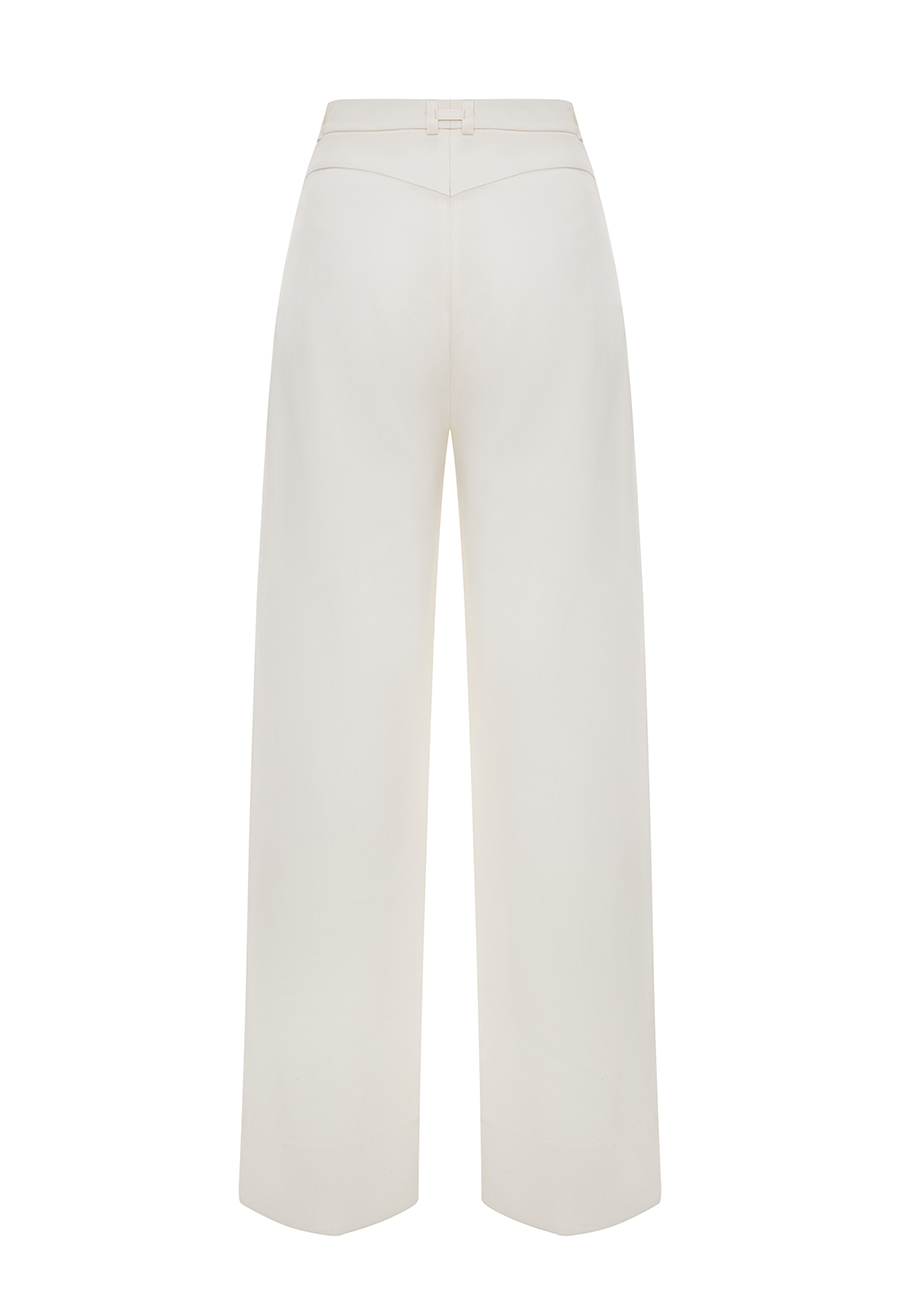 Adrien wool palazzo pants in cream  / 4
