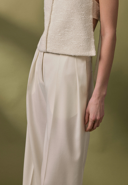 Adrien wool palazzo pants in cream  / 1