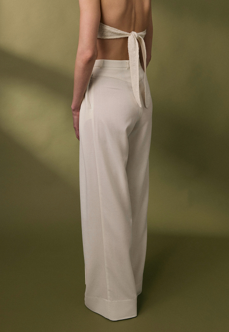 Adrien wool palazzo pants in cream  / 2