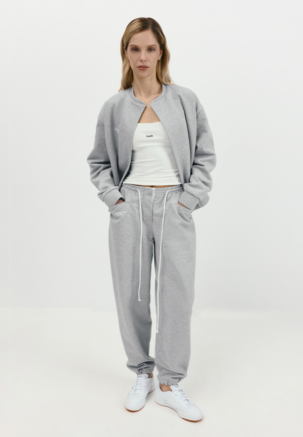 Cotton track pants in grey melange
