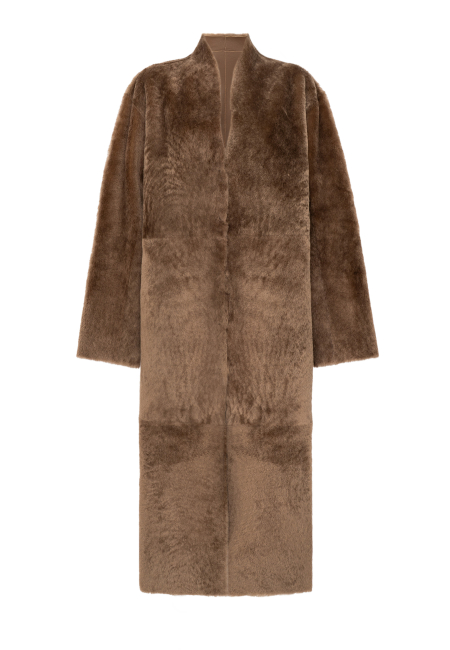 Long sheepskin coat in brown / 4