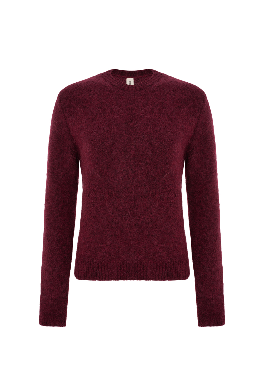 Alpaca wool jumper in burgundy / 5
